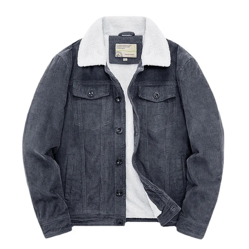 Levanor – Men’S Corduroy Jacket with Shearling Collar