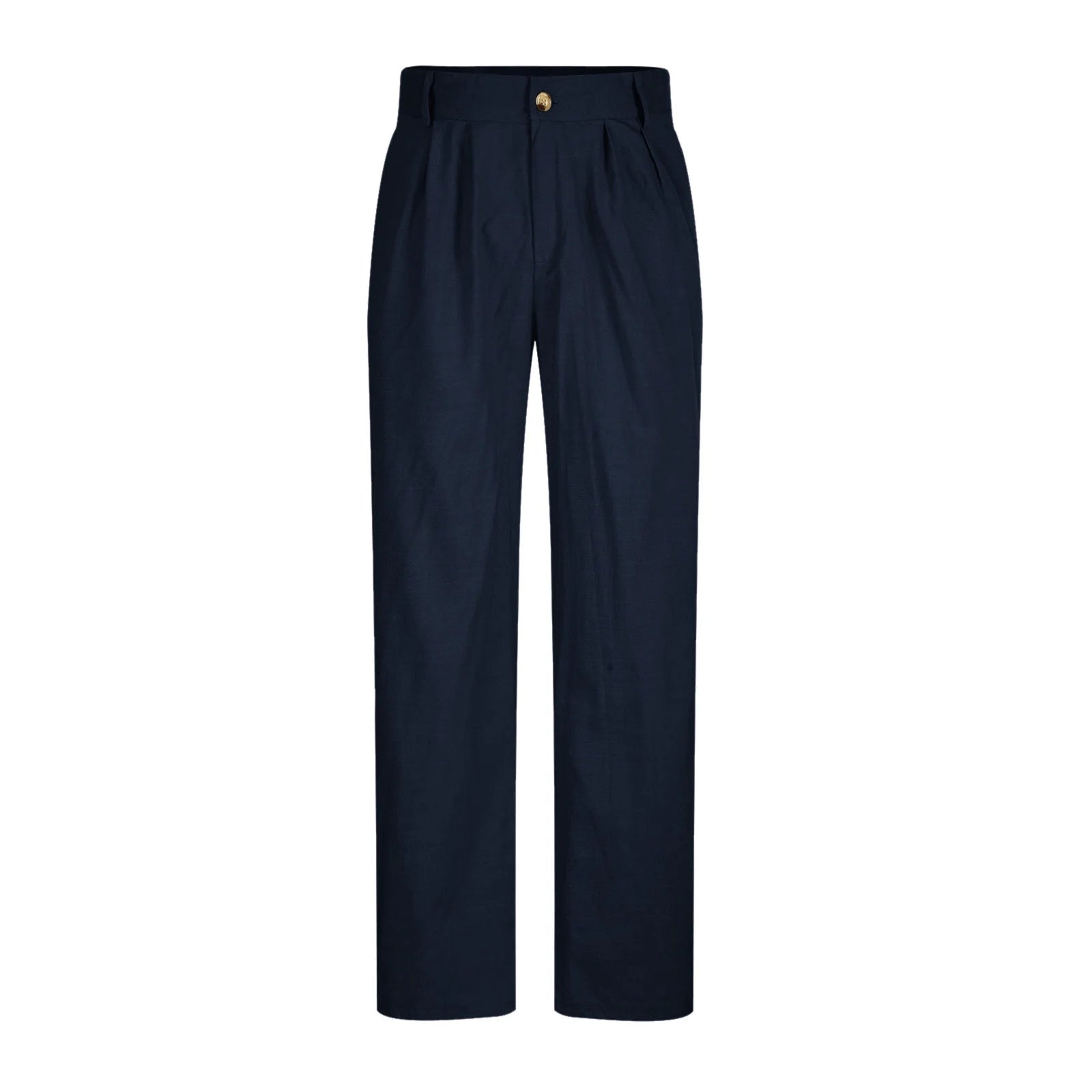 Cotton Linen Pants for Men Pleated Front Trouser Straight Leg Suit Trousers Solid Color Office Trouser Lightweight Linen Pant