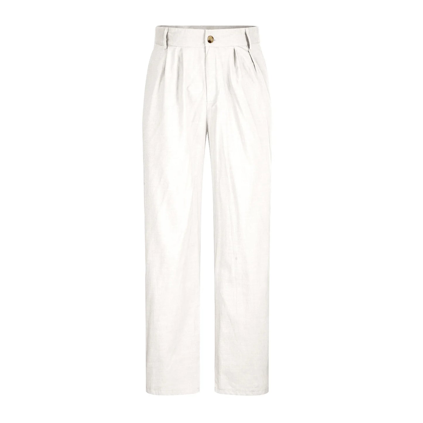 Cotton Linen Pants for Men Pleated Front Trouser Straight Leg Suit Trousers Solid Color Office Trouser Lightweight Linen Pant