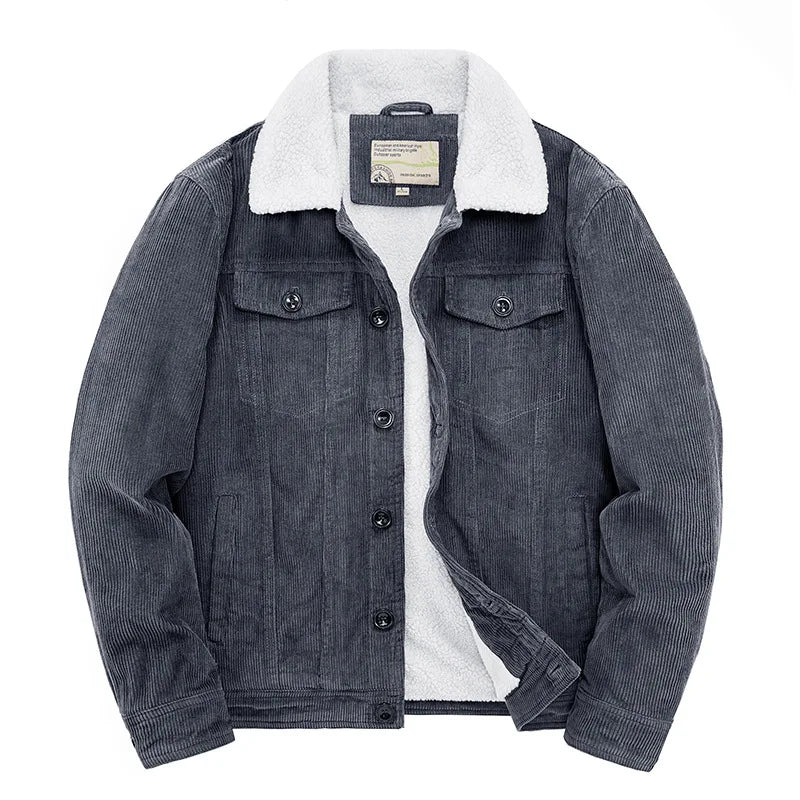 Levanor – Men’S Corduroy Jacket with Shearling Collar