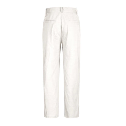 Cotton Linen Pants for Men Pleated Front Trouser Straight Leg Suit Trousers Solid Color Office Trouser Lightweight Linen Pant