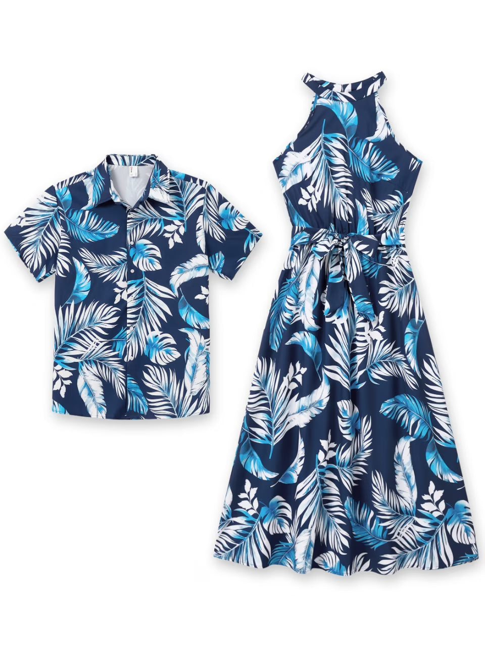 Mens Shirts Short-Sleeve Button-Up Dress Shirts Tropical Casual Beach Shirts for Men Couple Matching Outfits
