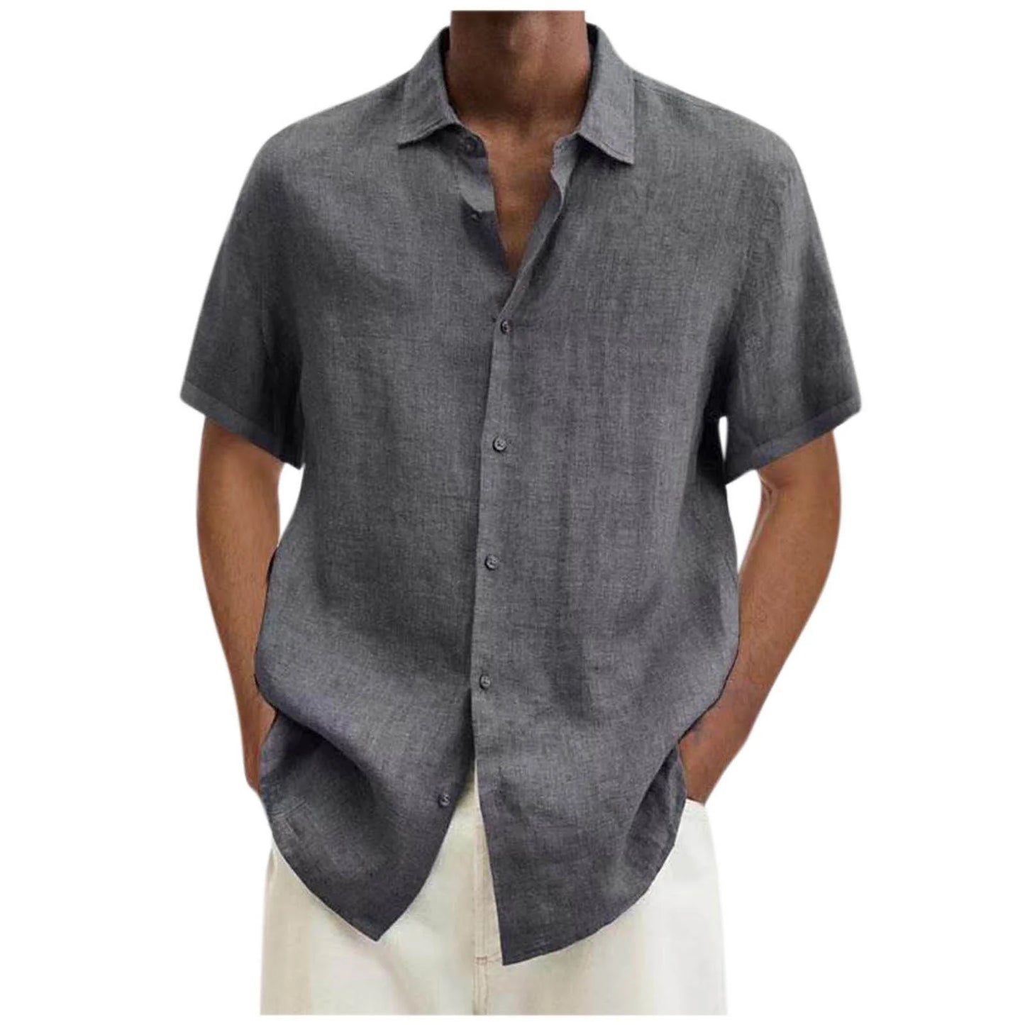 Men'S Big & Tall Linen T-Shirt, Mens Casual Cotton Button-Down Shirts Summer Short Sleeve Beach Tshirt for Men