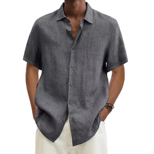 Men'S Big & Tall Linen T-Shirt, Mens Casual Cotton Button-Down Shirts Summer Short Sleeve Beach Tshirt for Men