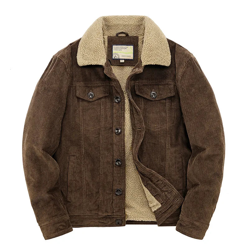 Levanor – Men’S Corduroy Jacket with Shearling Collar